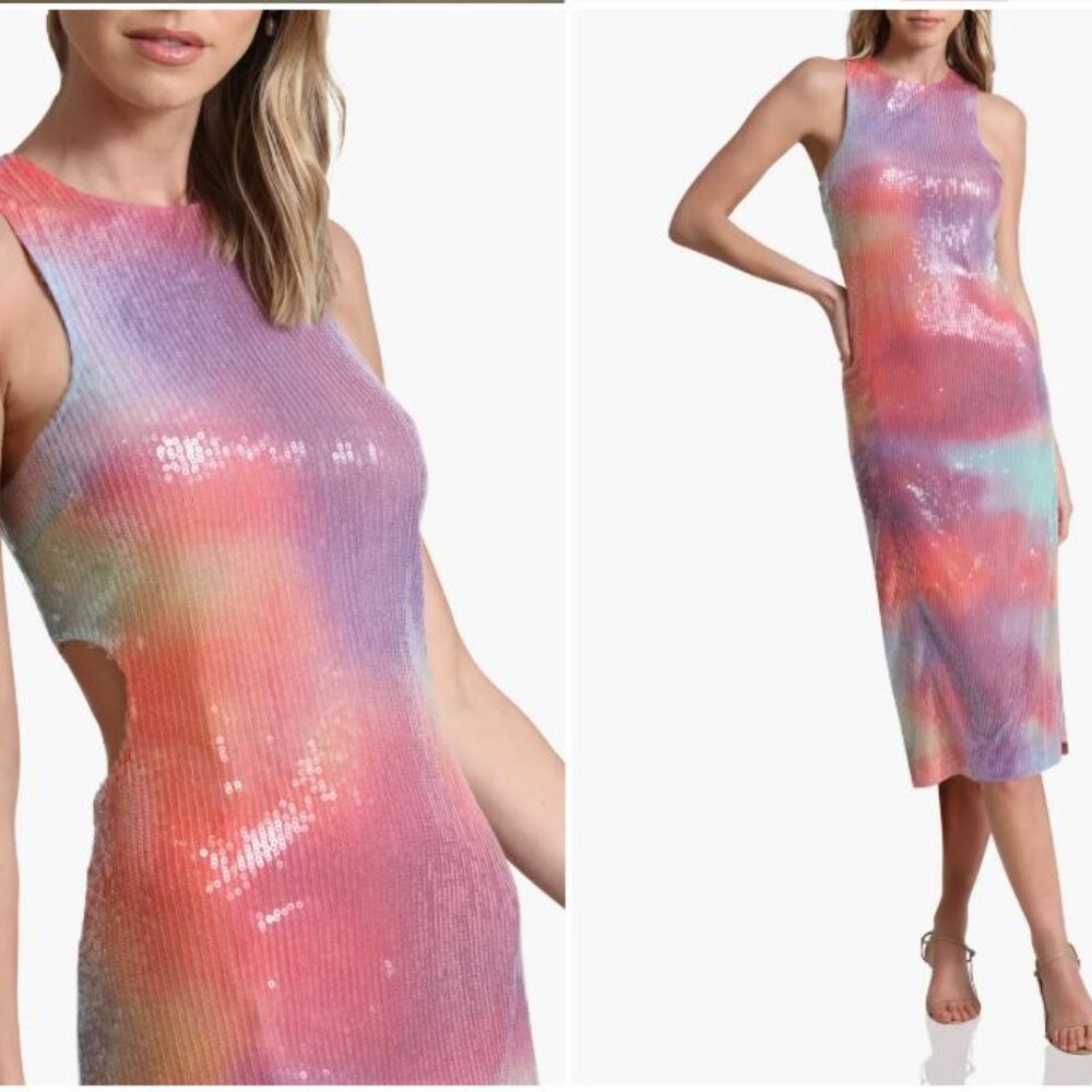 💖 Avec Les Filles Pink Sequin Midi Dress – Size 10 ✨ - Picture 2 of 10
